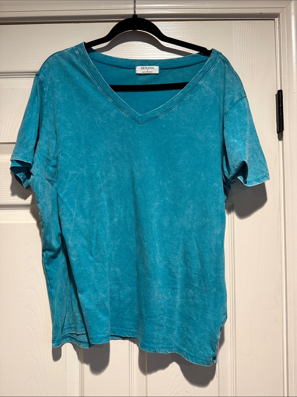 Zenana Outfitters Washed Teal V-Neck Tee